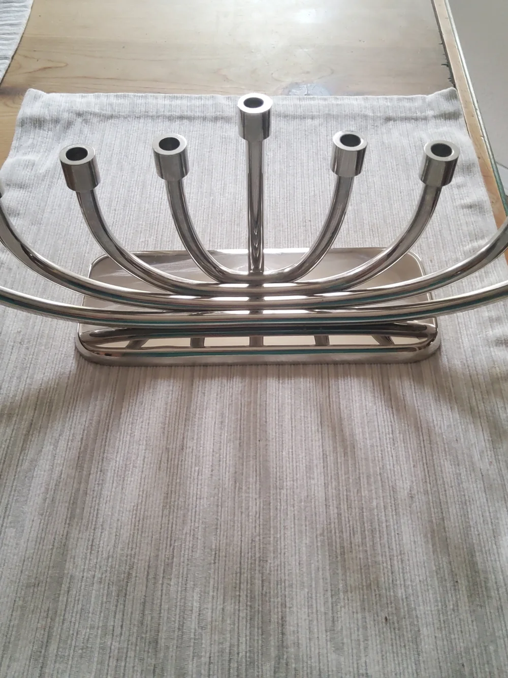 Crate & Barrel Silver Metal Menorah EUC